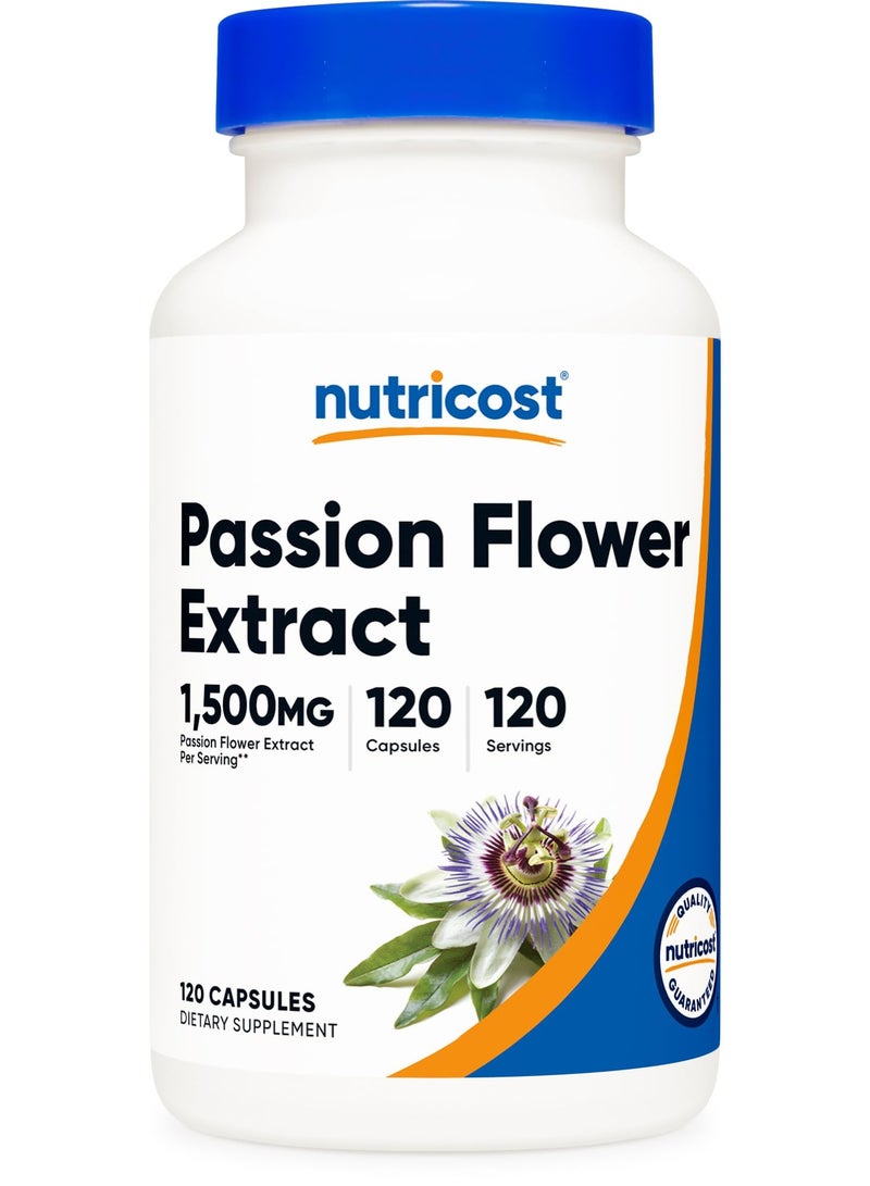 Nutricost Passion Flower Extract 1,500 mg Equivalent – Herbal Dietary Supplement for Daily Nutrition – 120 Capsules - Image 1